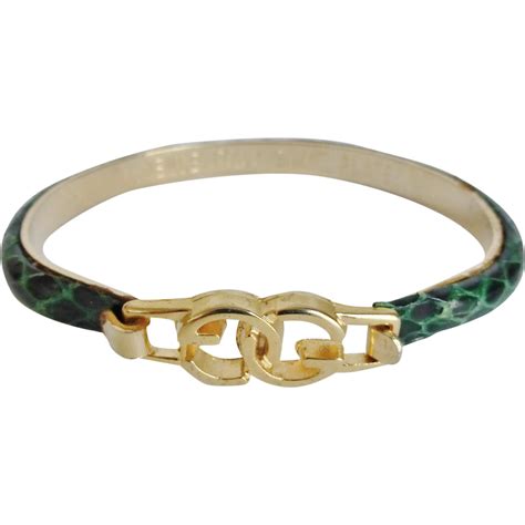 vintage gucci snakeskin bracelet|Vintage Gucci green snakeskin bracelet .